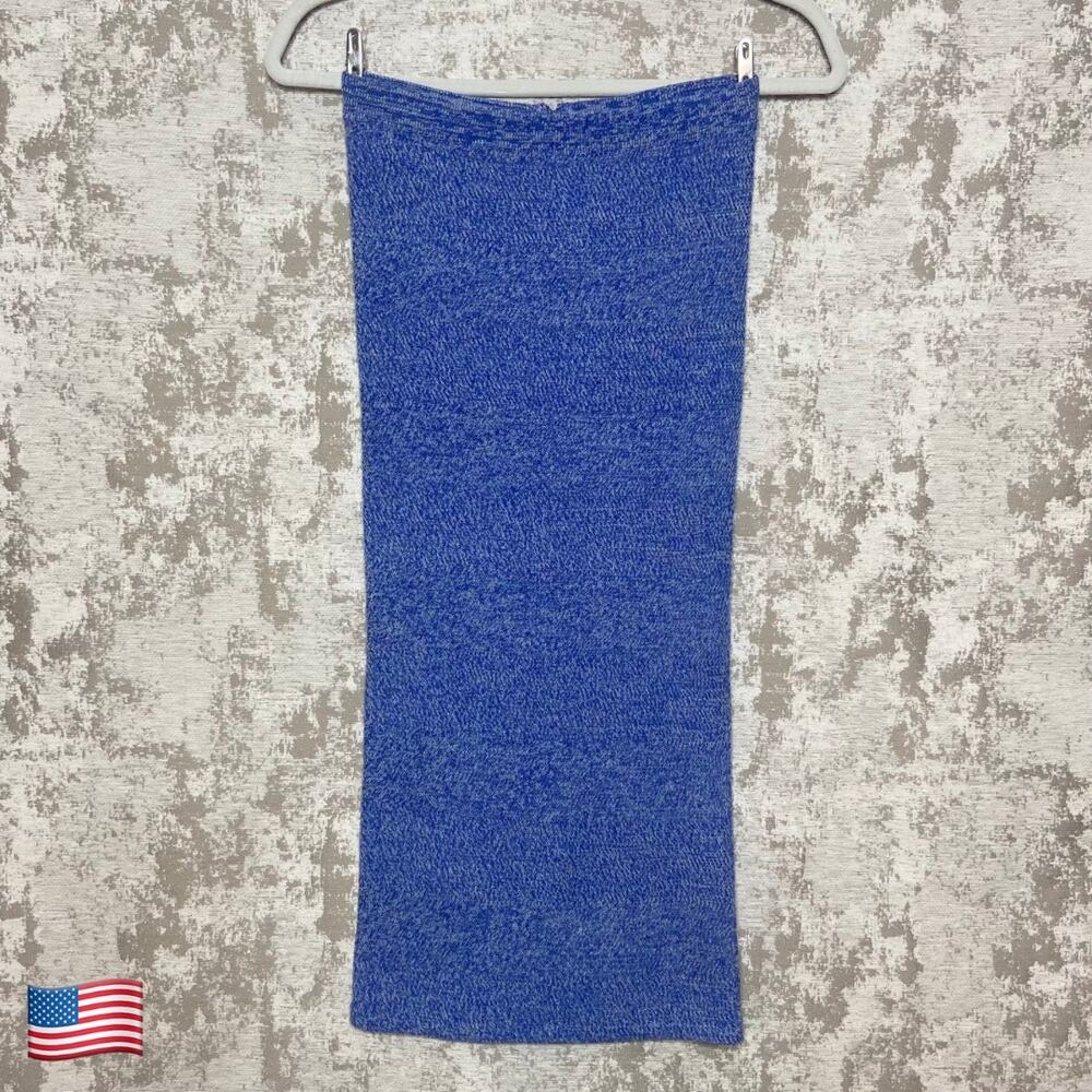 Alice + Olivia 100% Merino Wool Solange Knit Pencil Midi Skirt in Blue Marl